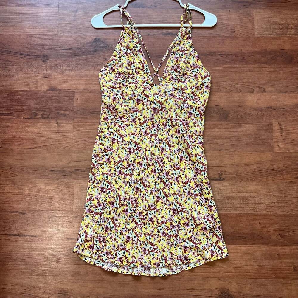 Free People Intimately Yellow Floral Ethereal Boho Fairy Slip Mini Dress XS
